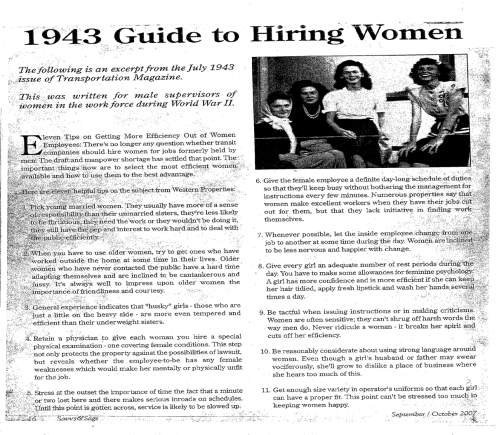 1943 Guide to Hiring Women